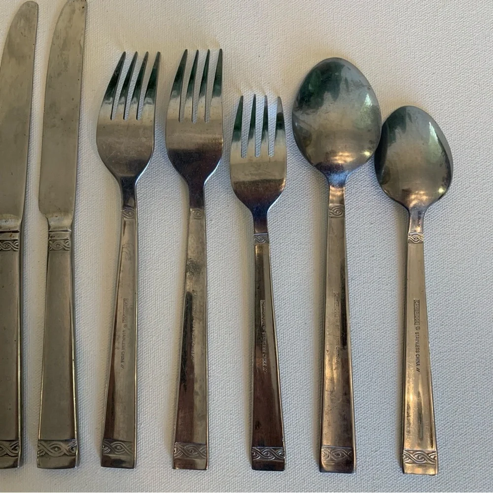 Cambridge Stainless Flatware Danielle Dinner Forks Knives Spoons Set of 12 Pcs